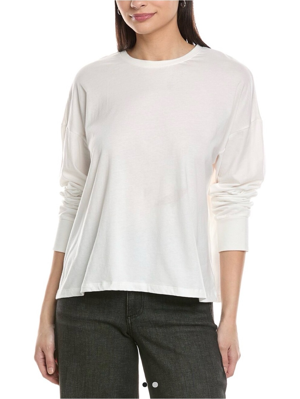 WeWoreWhat Boxy Long-Sleeve Crew Neck Top in White